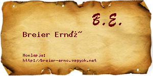 Breier Ernő névjegykártya